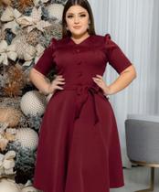 Vestido mídi marsala Plus size Vestido mídi marsala Plus size