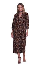 Vestido Midi Matuta Essencial Animal Print Marrom