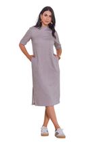 Vestido Midi Matuta Essencial Com Bolso Cinza