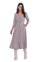 Vestido Midi Matuta Essencial Liso Cinza