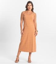 Vestido Midi Meia Malha Listrada Select Marrom Vestido Midi Meia Malha Listrada Select Marrom