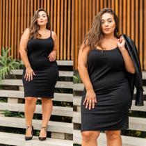 Vestido Midi Moda Evangélica Canelado Plus Size do M ao G2