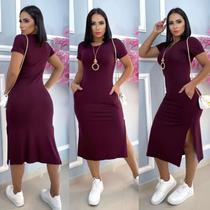 vestido midi moda Evangelica com bolso, tamanho único g .