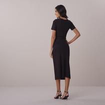 Vestido Midi na Malha com Franzidos Lorena Tata Martello COR:PRETOTAMANHO:G