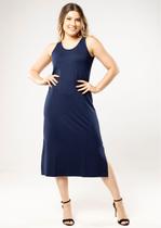 Vestido Midi Pau a Pique Básico Azul Marinho