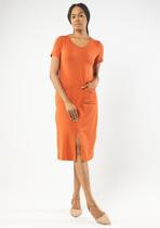 Vestido Midi Pau a Pique Básico Telha Vestido Midi Pau a Pique Básico Telha