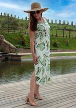 Vestido Midi Pau a Pique Estampado Off White