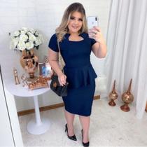 Vestido Midi Peplum Bico Moda Evangélica Feminina