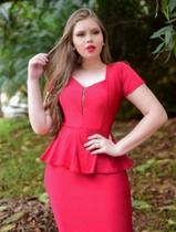 Vestido Midi Peplum Coração Moda Evangélica Feminina