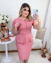 Vestido Midi Peplum Zíper Moda Feminina Evangélica