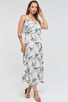 Vestido Midi PKS Alças Estampa Floral Blue