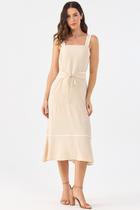 Vestido Midi PKS Bicolor Bege