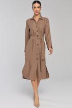 Vestido Midi PKS Chemise Caqui