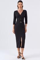 Vestido Midi PKS Com Argolas Preto