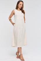 Vestido Midi PKS Com Bolsos Linho Natural Vestido Midi PKS Com Bolsos Linho Natural