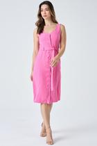 Vestido Midi PKS com Botões Rosa