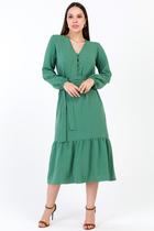 Vestido Midi PKS com Botões Verde-M