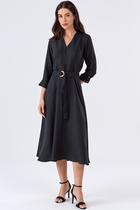 Vestido Midi PKS Com Cinto Preto