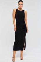 Vestido Midi PKS Drapeado Preto Vestido Midi PKS Drapeado Preto