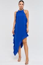 Vestido Midi PKS Frente Única Azul Royal