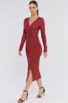 Vestido Midi PKS Malha Jacquard Sublime Bordo Vestido Midi PKS Malha Jacquard Sublime Bordo