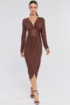 Vestido Midi PKS Malha Plissada Marrom Vestido Midi PKS Malha Plissada Marrom