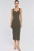 Vestido Midi PKS Ponto Roma Verde Militar