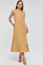 Vestido Midi PKS Risca Bege