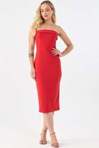 Vestido Midi PKS sem alça Vermelho Vestido Midi PKS sem alça Vermelho