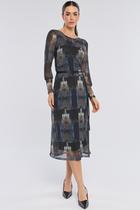 Vestido Midi PKS Tule Estampa Marine Stone
