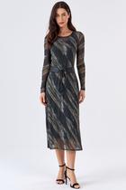 Vestido Midi PKS Tule Estampa Olive Green