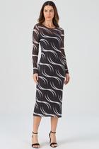 Vestido Midi PKS Tule Estampa P&B