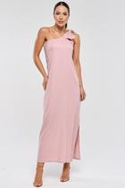 Vestido Midi PKS Um Ombro Só Linho Rosê Vestido Midi PKS Um Ombro Só Linho Rosê