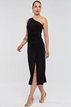 Vestido Midi PKS Um Ombro Só Preto