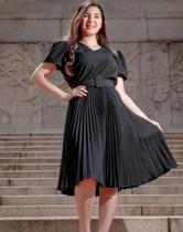 Vestido Midi Plissado Estilo Evangélico Moda Feminina