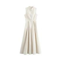 Vestido Midi Plissado Feminino - Sem Mangas, Zíper, Bodycon - Elegante para Festa (Verão 2024)