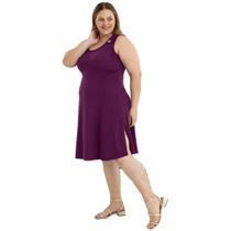 Vestido Midi Plus Size Alça Larga Com Detalhe de Bortão Fixo E Fendas Laterais 40124A