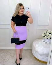 Vestido Midi Plus Size Biocolor ziper Moda Feminina Evangélica