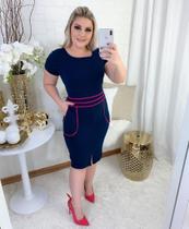 Vestido Midi Plus Size Bolso Moda Evangélica Feminina