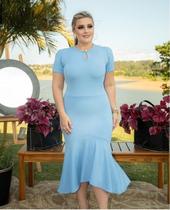 Vestido Midi Plus Size Botão Na Gola Moda Evangélica Feminina