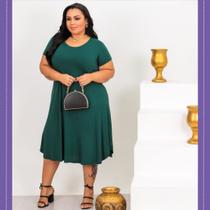 Vestido Midi Plus Size Com Manguinha Tamanho do 46 ao 54 Viscolycra