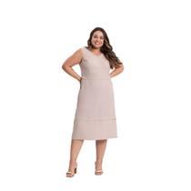 Vestido Midi Plus Size Decote V Luender