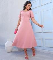 Vestido Midi Plus Size Elisângela Moda Evangélica Feminina