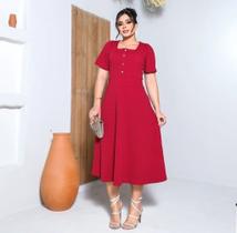 Vestido Midi Plus Size Elisângela Moda Evangélica Feminina