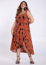 Vestido midi plus size estampado com fenda lunender 47338