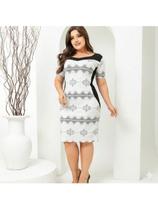 Vestido Midi Plus Size Feminino Tubinho Afina Cintura Moda Evangélica/Modesta