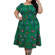 Vestido Midi Plus Size Moda Tamanho Grande Blogueira Floral - Vestido Plus Size Verão