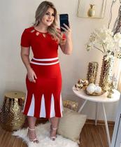 Vestido MIDI Plus Size Nesga Moda Feminina Evangélica