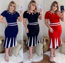 Vestido MIDI Plus Size Nesga Moda Feminina Evangélica