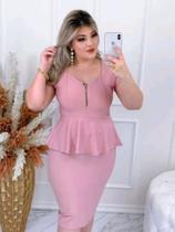 Vestido Midi Plus Size Peplum Coração Moda Evangélica